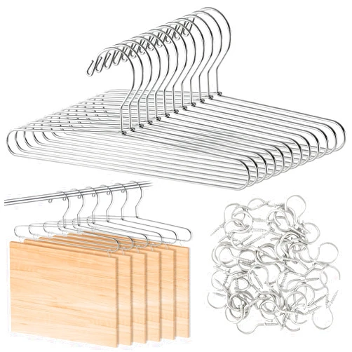 Foxtell 12 Pack Cabinet Door Painting Hanger Paint Drying Rack with 50 Pcs Metal Screw-in Cup Hooks for Cabinet Doors