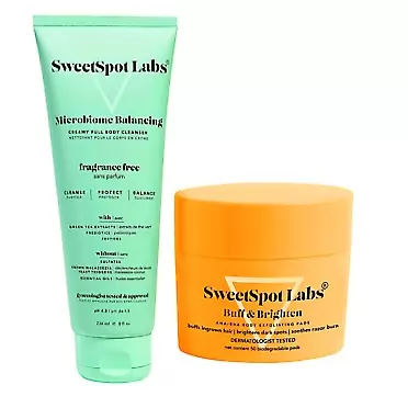 SweetSpot Labs | Balancing and Brightening Bundle | Buff & Brighten Exfoliating Pads | Microbiome Balancing Feminine Wash | Ingrown Hair Treatment | pH Balance Feminine Wash