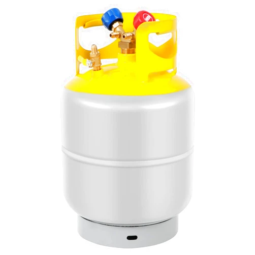 OLenyer Refrigerant Recovery Cylinder Tank 30 LB Capacity Y-Valve Liquid/Vapor Recovery Can Reusable Save Without Float Switch for R22/R134A/R410A Gray Yellow