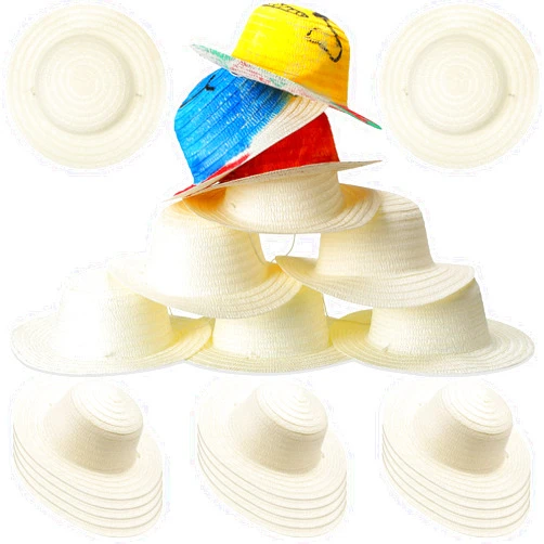 Mepase 30 Pcs DIY Straw Hat Set Beach Summer Work Farmer Hats for Kids Cowboy Birthday Party Decoration