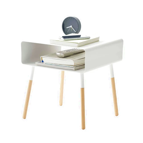 YAMAZAKI home Plain Side Table with Storage Shelf White