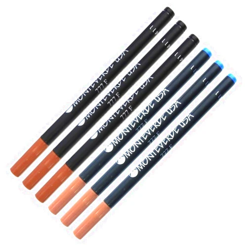 Pen Savings Combo Pack, Monteverde Soft Roll Rollerball 777 Pen Refills Compatible with Hauser Open Ceramic TC 777F and 777SF Pens, 6 Pack (Assorted (3 Black/3 Blue))