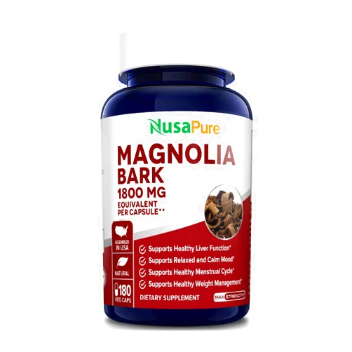NusaPure Magnolia Bark 1800 mg 180 Vegetarian Caps (Non-GMO, Extract 4:1 & Gluten-Free) Supports Healthy Weight, Calm Mood and Liver Functions*