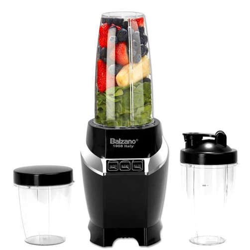 Balzano High Speed Nutri Blender/Mixer/Smoothie Maker - 1000 Watts - 9 Pcs Set, Black, Compact