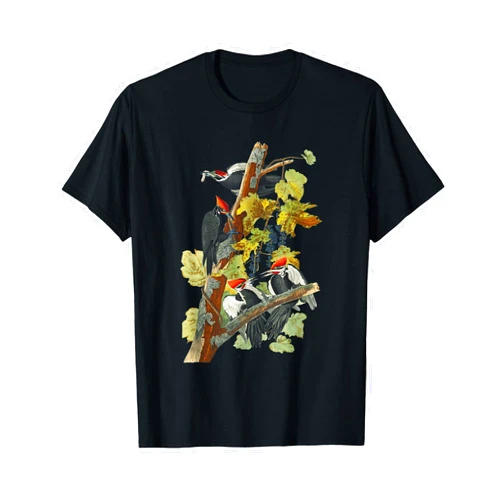 American Naturalist & Nature Artwork Vintage Pileated Woodpecker Birds Illustration Men & Women T-Shirt