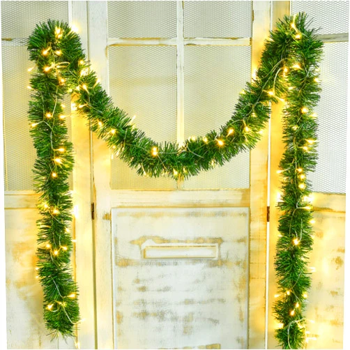 Artiflr 16.5 Ft Christmas Garland with 50 LED Light, Artificial Pine Garland Holiday Decor for Outdoor or Indoor Artificial Green Greenery Garland, or Fireplaces Holiday Party Decorations