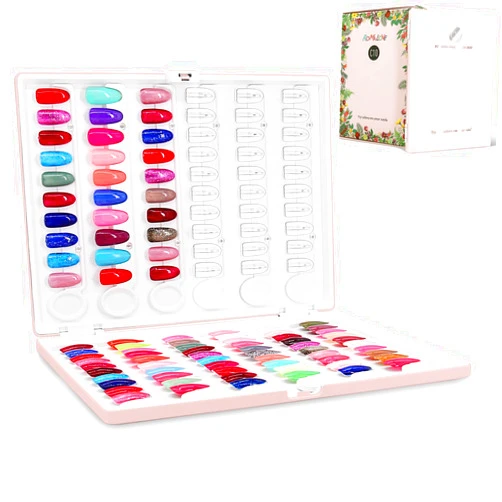 ROMALOVE Nail Display Book 120 Nail Polish Swatch Book with Transparent Nails, Professional Nail Color Chart Display Book Sample for Gel Polish Nails