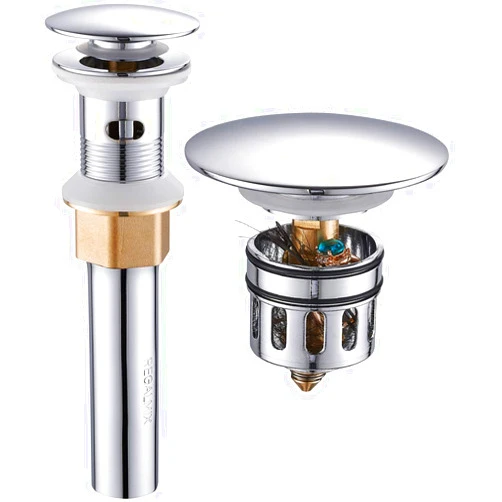 REGALMIX Vessel Sink Drain,Bathroom Pop-up Drain With Detachable Basket Stopper, Anti-Explosion And Anti-Clogging Drain Strainer, Sink Drain Assembly With Overflow Polished Chrome, REGALMIX RWF083H