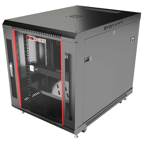 Sysracks Server Rack 35 Inch Deep Network Cabinet Under Desk Portable Locking Data Enclosure - Powerbar/Casters/Fan/Shelf/Hardware/PDU/Black Visit The Sysracks Store (12U (24