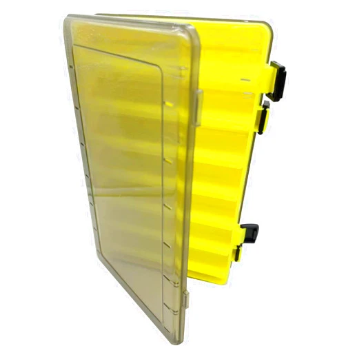 LkyRui 14 Compartments Double-Sided Visible Fishing Lure Hook Tackle Box Hard Plastic Orange/Yellow Container Box for Fishing Lures Hooks Jewelry Beads Earring (1pcs-yellow-14compartments)