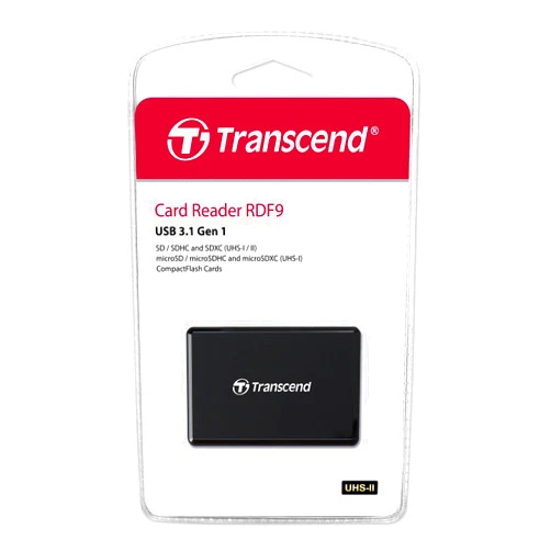 Transcend RDF9 Card Reader - CompactFlash, microSDHC, microSDXC, SDHC, SDXC, SD, microSD, CompactFlash (UDMA7) - USB 3.1 Type AExternal