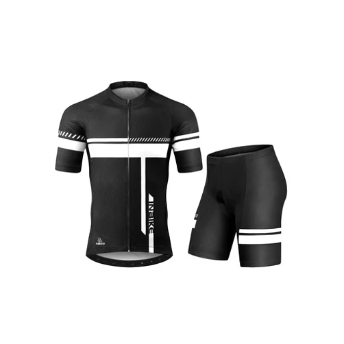 INBIKE Cycling Jersey Mens Set Reflective Breathable Biking Outfit Quick-Dry Bib Bicycle Jersey with 3D Padded Shorts