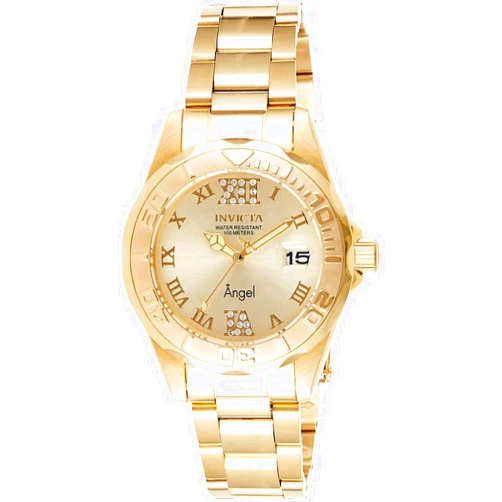 Invicta Women's Angel Analog Display Quartz Watch Stainless-Steel Strap, Gold/Silver, 18, (Model: 14396, 14397)