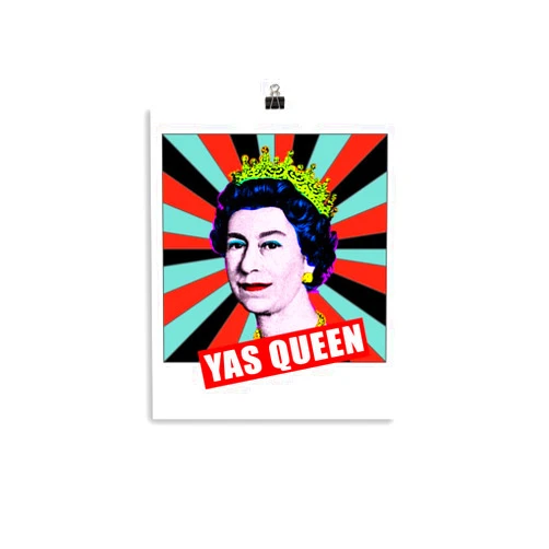 Dressed Up Mule Queen of England Pop Art Yas Queen Colorful Matte Poster ERII Elizabeth Poster for Wall