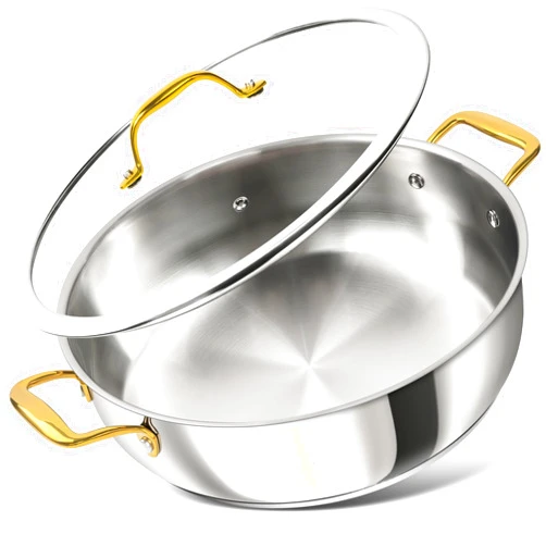 MICHELANGELO Stainless Steel Pan with Lid - 7 Quart Saute Pan, Deep Frying Pan with Lid, Dishwasher and Oven-Safe, All Cooktops Compatible, 12 Inch