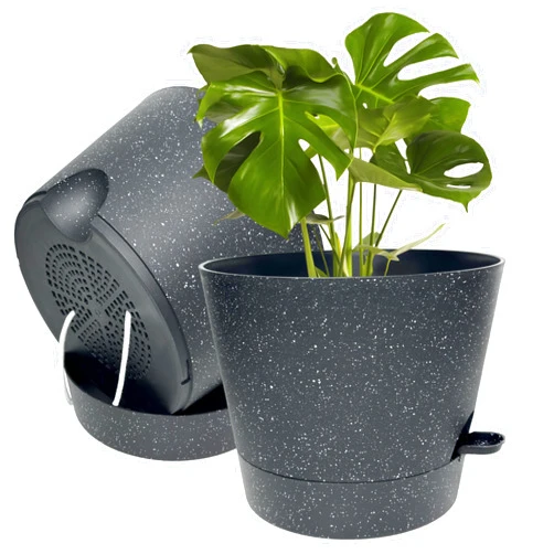 DUCINO 2 Pack 12 Inch Plant Pots Modern Decorative Flower Pot for Indoor Outdoor House Plants (Gray)