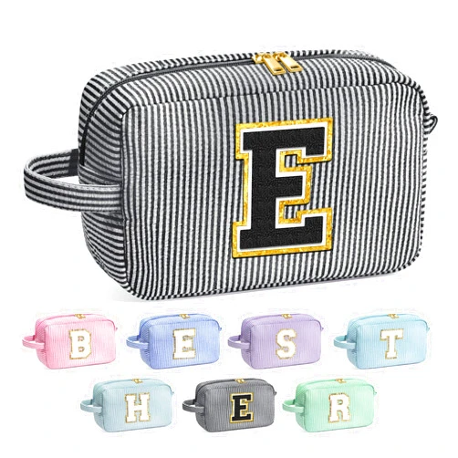 YOOLIFE Bridesmaid Proposal Gifts - Bridal Shower Gifts, Bridesmaid Gifts for Wedding Day, Maid of Honor Gifts, Bride To Be Gifts, Bachelorette Party Gift for Bride, Initial Makeup Bags for Women E