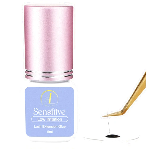 ALLOVE Sensitive Lash Extension Glue 3-5S Drying Time Low Fume Eyelash Extension Glue 3-4 Weeks Retention Waterpoof Lash Glue for Eyelash Extensions 5ml Professional Use Only