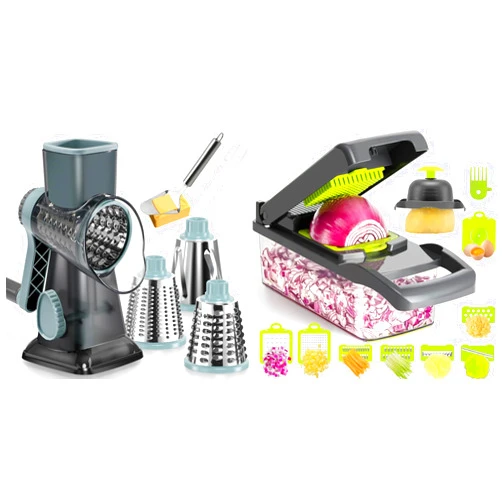 KEOUKE Rotary Cheese Grater with 12 in 1 Multi-functional Vegetable Chopper