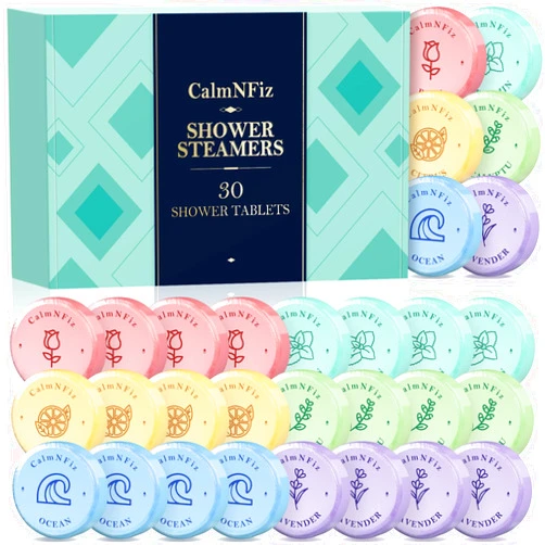 CalmNFiz 30 Pack Shower Steamers for Women Present Set, Shower Bath Bombs with 6 Scents, Self-Care Items for Wife As Christmas and Mothers Day Present Idea, Birthday Present Stocking Suffers