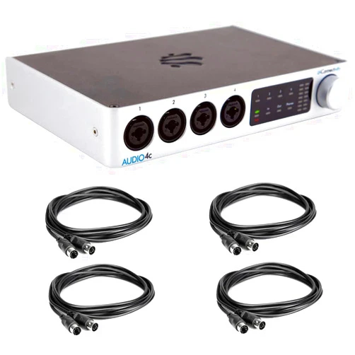 iConnectivity AUDIO4c Desktop 4x6 USB Type-C Audio/MIDI Interface Bundle with 4x Black 10 feet MIDI Cable