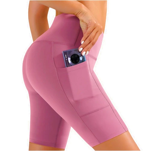 NEW YOUNG Biker Shorts with Pockets for Women High Waisted Tummy Control-5/8 Womens Bike Shorts for Workout Yoga