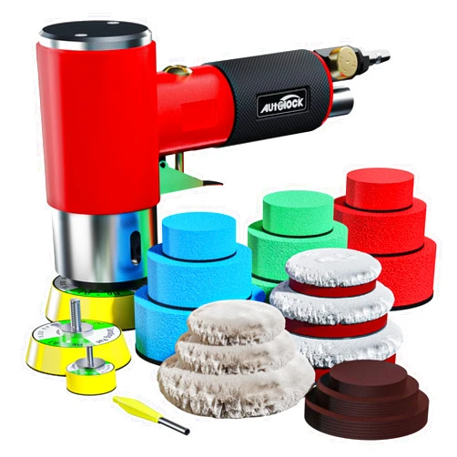 Autolock 2023 Upgrade Mini Air Sander, 1/2/3 Inch Random Orbital Air Sander, 22000RPM Mini Pneumatic Sander for Auto Body Work, High Speed Sanders & Polisher with 18 Sandpapers(Red)
