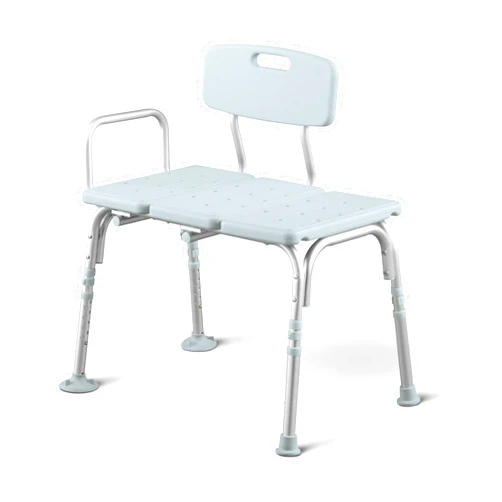 Medline Tub Transfer Bench and Shower Chair with Microban Antimicrobial Protection, Adjustable Shower Bench and Bath Seat For Seniors And Elderly, 350 lb. Weight Capacity, Light Blue