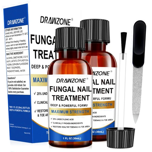 Drawzone Toenail Fungus Treatment Extra Strength with 25% Undecylenic Acid, Ingrown toenail treatment, nail repair, Fungus nail treatment, yellow toenail, Damaged Nails foot fungus treatment extra strength