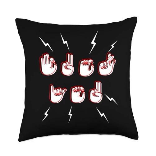 ASL Sign Language Design For Lovely Deaf People F ASL American Sign Language Throw Pillow, 18x18, Multicolor