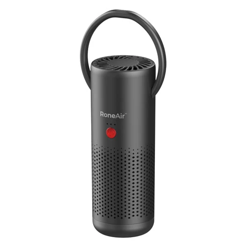 RONEAIR Car Air Purifier, Cordless Portable Air Purifier for Car, Small Room, Office with True HEPA Filter, Travel Air Purifier for Smoke, 0dor & Dust with USB C, Aroma Chamber (Grey)