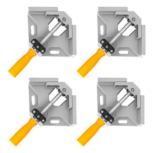 GENHAKON 4 PCS Corner Clamps for Woodworking, Premium 90 Degree Right Angle Clamps, Adjustable Swing Jaw Aluminum Frame Clamps for Precise and Easy Fixing