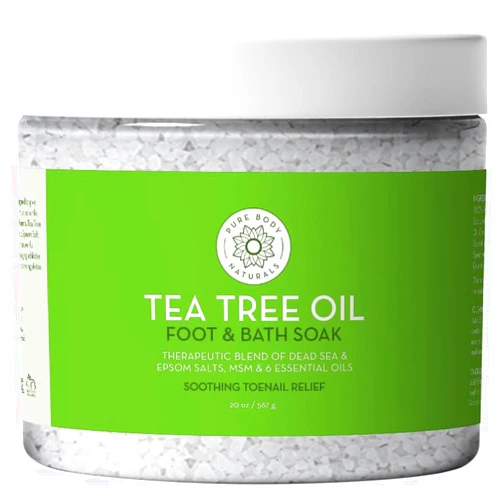 Pure Body Naturals Tea Tree Oil Foot & Bath Soak with Epsom and Dead Sea Salt, 20 oz - Therapeutic Blend - Relief for Tired Muscles, Addresses Common Foot and Toenail Issues, Eliminates Foot Odor