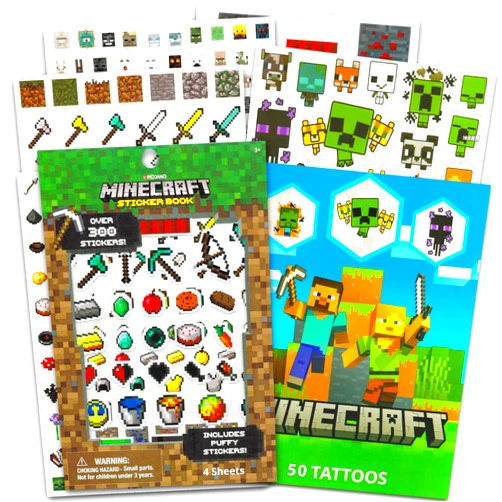 Minecraft Sticker & Tattoo Super Set - Bundle with Over 300 Minecraft Stickers and 50 Minecraft Temporary Tattoos | Minecraft Party Supplies for Boys
