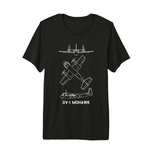 American Aviation Diagrams by Maljay OV-1 Mohawk American Observation Aircraft Blueprints Premium Tri-blend T-Shirt