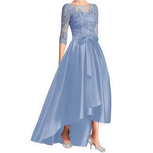 ASDW Scoop Neck Mother of The Bride Dress for Wedding Long 3/4 Sleeve Mother of Groom Dress Formal Gowns High Low