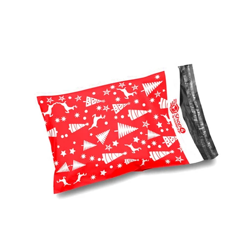 Shop4Mailers 10 x 13 Christmas Tree Red and White Holiday Poly Bag Mailer Envelopes 2 Mil (100 Pack, Red Tree)