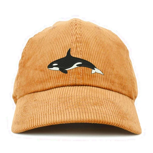 Trendy Apparel Shop Orca Killer Whale Cotton Corduroy Unstructured Baseball Cap