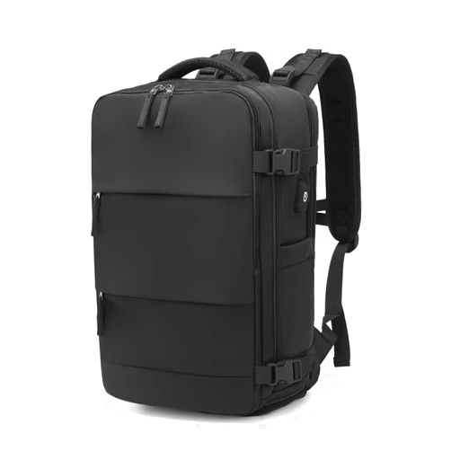 Kono Medium Travel Backpack with USB Charging Port & Shoe Compartment, Waterproof Carry On Backpack for Men & Women, Lightweight Daypack with Multiple Pockets for College, Business, Travel (Black)