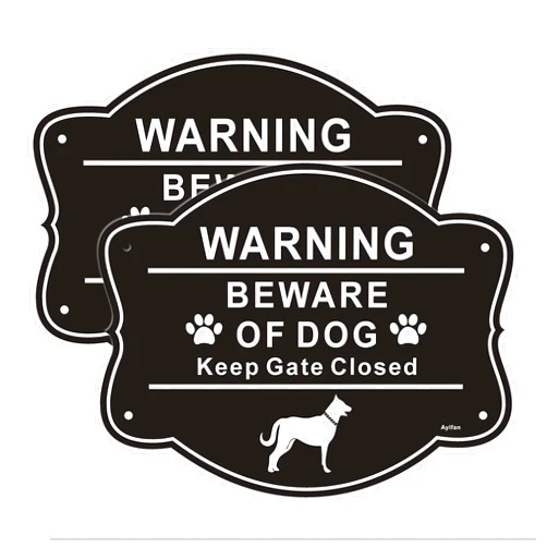 Ayifan 2 Pack Beware of Dog Signs for Fence,10 x 8 Inch Rust Free Aluminum Metal Yard Sign for Door or Gate, Fade Resistant, UV Protected, Weatherproof,Indoor and Outdoor Use,Easy Mounting