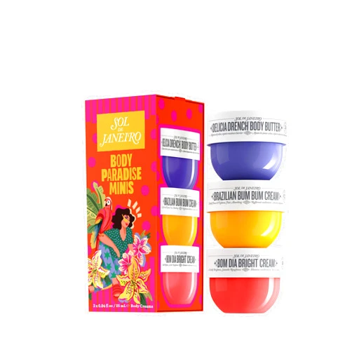 SOL DE JANEIRO Body Paradise Minis | Body Cream Discovery Set | Brazilian Bum Bum Cream, Delicia Drench Body Butter, Bom Dia Bright Cream | 3 x 25ml