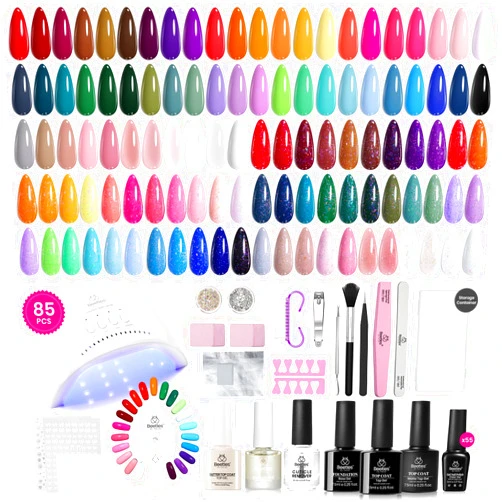 Beetles Gel Polish Beetles 85 Pcs Gel Nail Polish Kit with U V Light 55 Colors Gel Nail Kit for Beginners with Everything at Home Gel Polish Manicure Winter Christmas Nail Art Jelly Nails Emotional Spectrum Collection