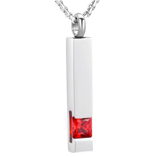 Oinsi Inlay Multi-Colored Square Crystal Bar Cremation Urn Necklace Holder for Ashes - Engravable