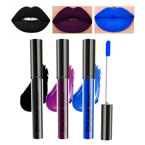 LZXLUKGIR Black Blue Dark Purple Lipstick Halloween,3PCS Halloween Lipstick Set,Velvet Matte Liquid Lipstick,Long Lasting Waterproof Lip Stain,Nonstick Cup Smudge Proof Lip Gloss for Women