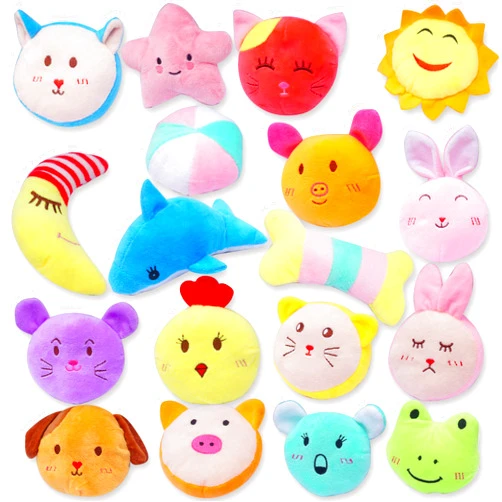 YUNKINGDOM Cute Animals Look Puppy Plush Squeaky Dog Toys, Pets Small Dog Cute Toys for Puppies, Bulk with Squeaker Soft Toy (Pack of 18