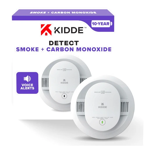 Kidde Smoke & Carbon Monoxide Detector, 10-Year Battery Powered, Voice Alerts, LED Warning Light Indicators