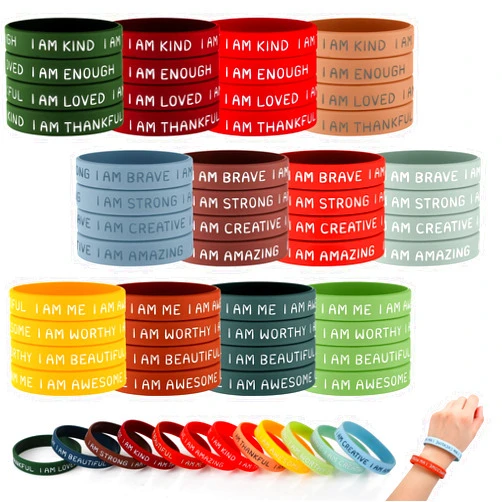 Sratte 48 Pcs Inspirational Silicone Wristbands Rubber Stretch Unisex Easter Bracelets End of School Year Gift for Student(Classic Color)