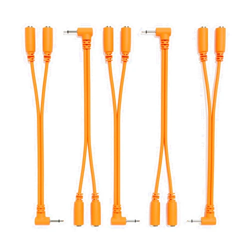 ExcelValley 5-Pack - Right Angle Mono Splitter Y Patch Cables - TS 3.5mm 1/8