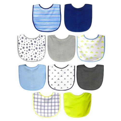 Neat Solutions 10 Pack Water Resistant Bib Set Blue/Grey Assorted, 10 Count (Pack of 1)