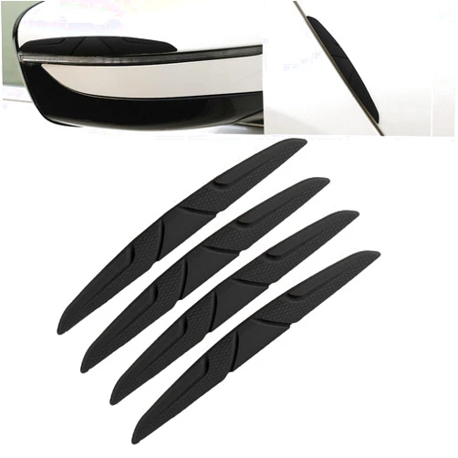 AngeLeyeQii 4PCS Car Door Edge Guard,Car Rearview Mirror Protective Strip，Car Bumper Body Protector Trim Guard，Silicone Anti-Static Car Guard Sticker for Most Car Universal Sticker (4PCS-Black)